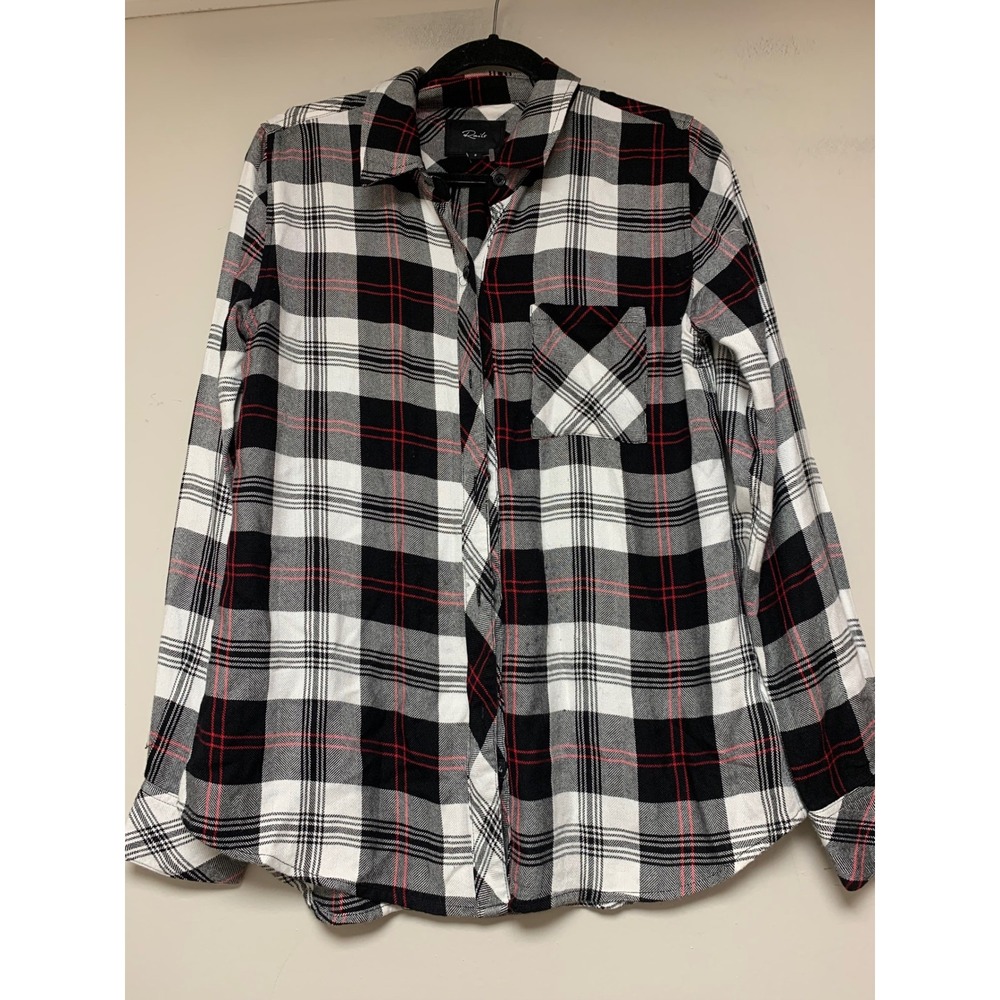 Rails Hunter Plaid Button Down Shirt Women Small Black White Red Excellent Plaid